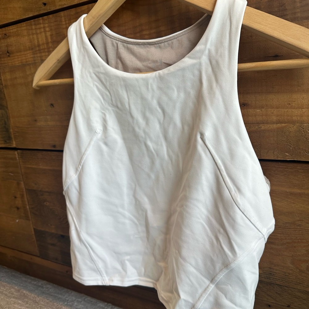 Lululemon Athletica White Fitted Crop Tank Top